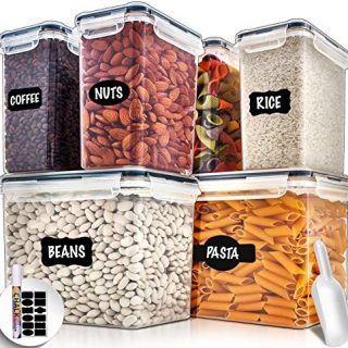 Large Airtight Food Storage Containers with Lids - Air Tight Containers for Food Flour Container Kitchen Storage Containers for Pantry Containers Flour Storage Containers Airtight Containers Set of 6