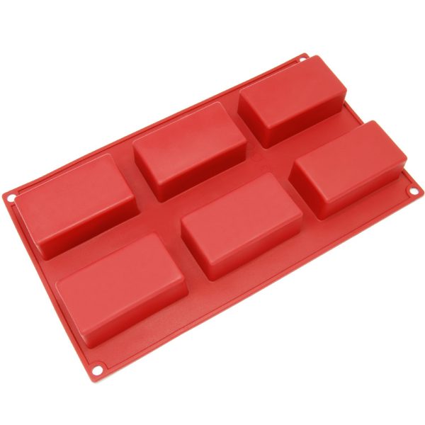 Silicone Molds [Rectangular, 6 Cup] Cupcake Baking Pan - Free Paper Muffin Cups - Non Stick, BPA Free, 100% Silicon & Dishwasher Safe Silicon Bakeware Tin - Kitchen Rubber Tray & Soap Molds