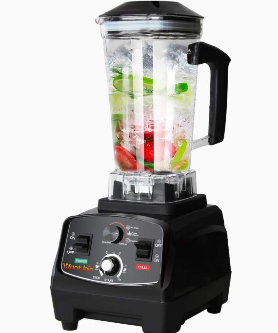 WantJoin Professional Blender, Countertop Blender ,Kitchen Blender Food Mixer 2200W, High Power Home and Commercial Blender with High Speed, Built-in Timer, Smoothie Maker 2200ml for Crushing Ice, Frozen Dessert, Soup,fish (Rubber)