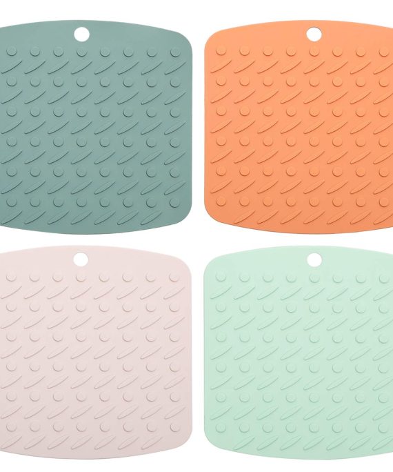 Silicone Pot Holder Trivets - Non Slip Heat Resistant Trivet Silicone Potholder Can Be Used for Jar Opener, Spoon Holder, Oven Mitts, Placemats, Pot Holders, etc (4 Pack)