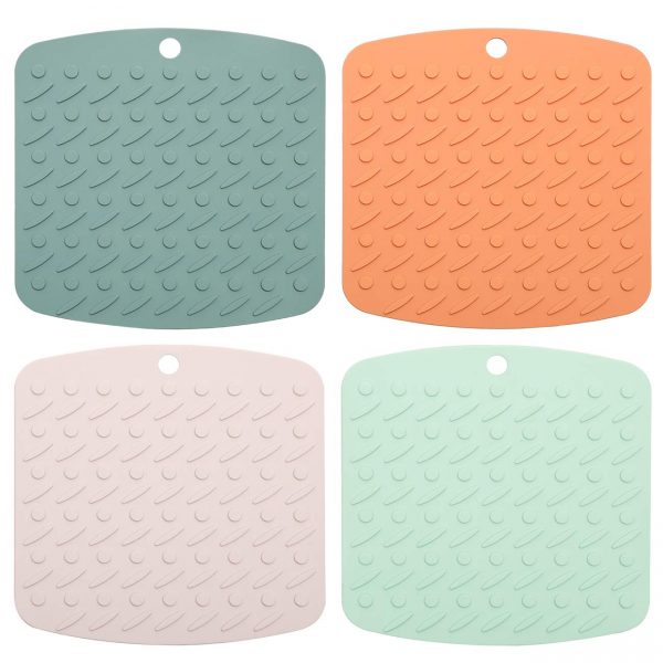 Silicone Pot Holder Trivets - Non Slip Heat Resistant Trivet Silicone Potholder Can Be Used for Jar Opener, Spoon Holder, Oven Mitts, Placemats, Pot Holders, etc (4 Pack)