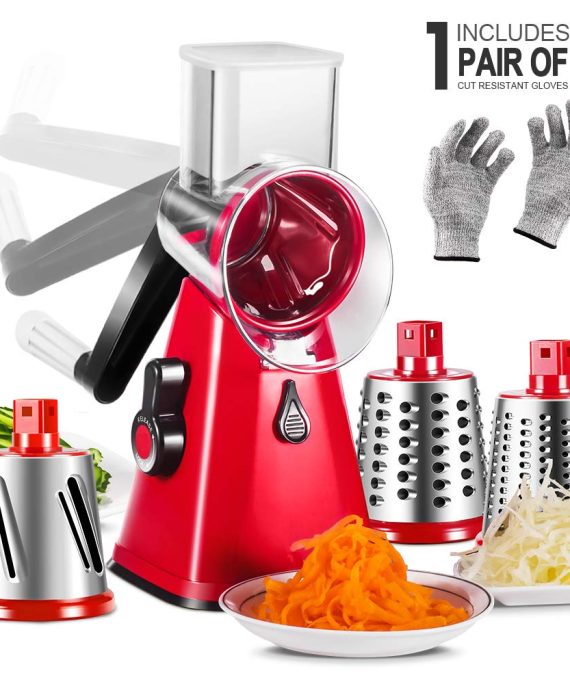 3-in-1 Rotary Cheese Grater Manual Shredder Spiralizer