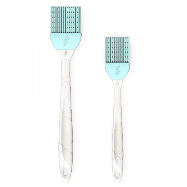 M KITCHEN WORLD Silicone Basting - BBQ, Pastry, and Oil Brush, Turkey Baster, Barbecue Utensil - use for Grilling & Marinating - Desserts Baking, Set of 2, Teal