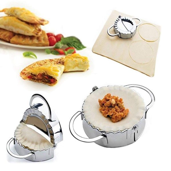 Conveasy Stainless Steel Dumpling Maker Dough Cutter Ravioli Empanada Press Mold, Pierogi Wrapper Pastry Tools -3.74 inches  Large