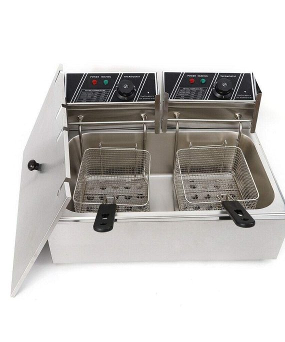 12L Dual Tanks Electric Countertop Deep Fryer