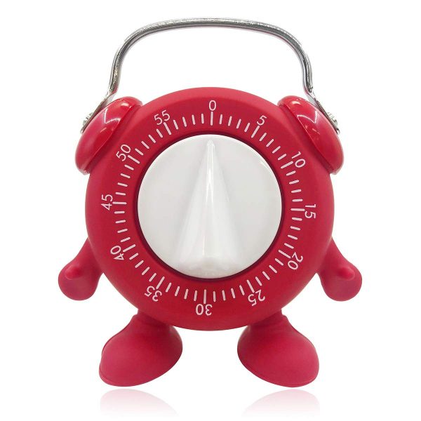Keleely Kitchen Timer, for Baking Teaching Cooking Egg Potty Training Cute 60 Mins Twist Wind-Up Timer with Ring Alert, No Battery (Red)