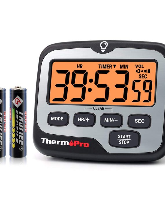 ThermoPro TM01 Digital Kitchen Timer with Touchable Backlit and Count up Countdown Timer Loud Ring Magnetic Classroom Timer for Kids Teachers