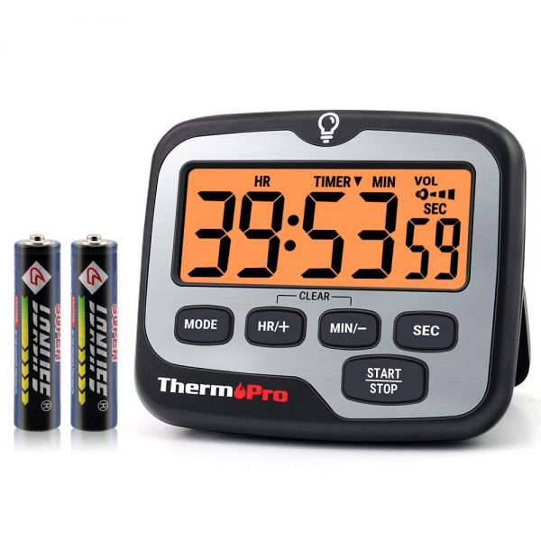 ThermoPro TM01 Digital Kitchen Timer with Touchable Backlit and Count up Countdown Timer Loud Ring Magnetic Classroom Timer for Kids Teachers