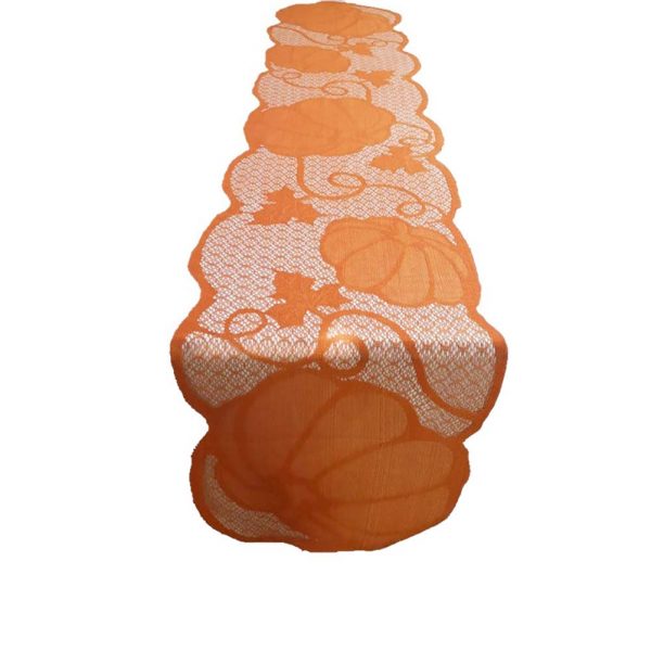 discountstore145 Thanksgiving Table Runner,Thanksgiving Style Maple Leaf Lace Tablecloth Dining Table Runner Cover Decor Table Ornament for Holiday Congratulations Festival Supplies