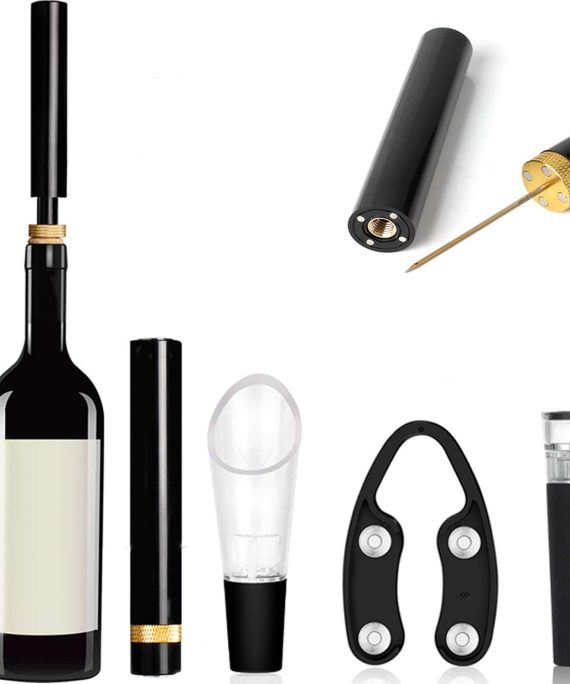 Wine Openers set Air Pressure Pump, Needle Wine opener Bottle Cork Remover Accessories Tool Kit with Wine Pourer, Foil Cutter and Vacuum Stopper Gift for men Wine Lover