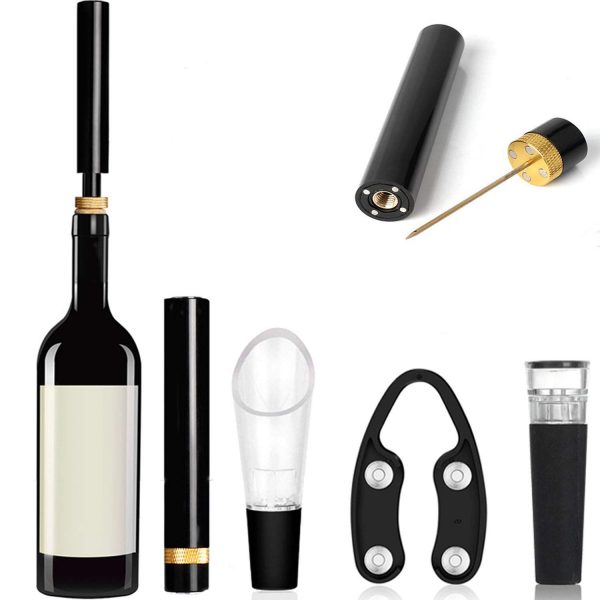 Wine Openers set Air Pressure Pump, Needle Wine opener Bottle Cork Remover Accessories Tool Kit with Wine Pourer, Foil Cutter and Vacuum Stopper Gift for men Wine Lover