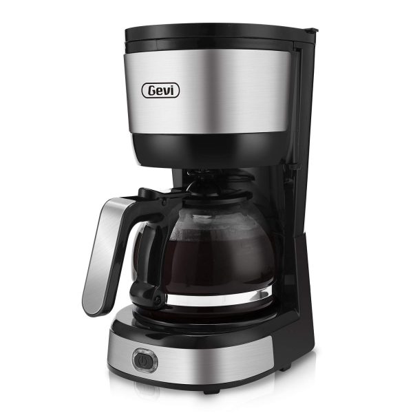 Gevi 4-Cup Coffee Maker with Auto-Shut Off, Small Drip Coffeemaker Compact Coffee Pot Brewer Machine with Cone Filter, Glass Carafe and Hot Plate, Stainless Steel Finish