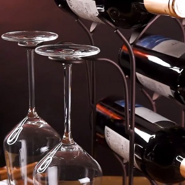 YCOCO Countertop Wine Rack,Hold 4 Bottles and 4 Glasses Wine Holder - Image 5