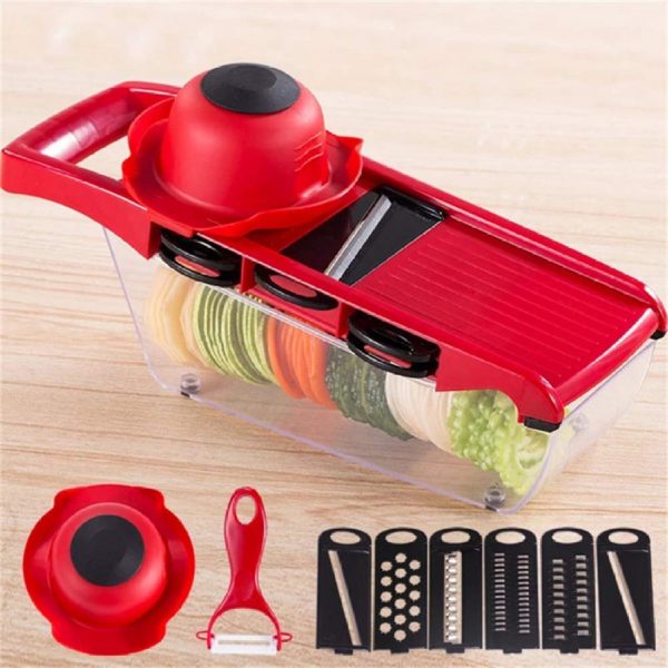 Kitchen Accessories Slicer Vegetable Cutter With Stainless Steel Blade Manual Potato Peeler Carrot Cheese Grater Dicer Kitchen Tool Convenient Use Red