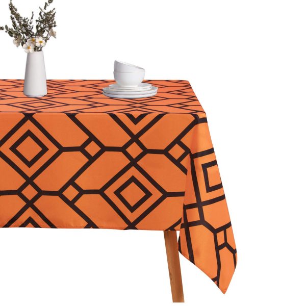 LUSHVIDA Halloween Moroccan Rectangle Table Cloth – Washable Water Resistance Microfiber Moroccan Tablecloth Decorative Table Cover for Picnic Banquet Party Kitchen Dining Room, 150 GSM