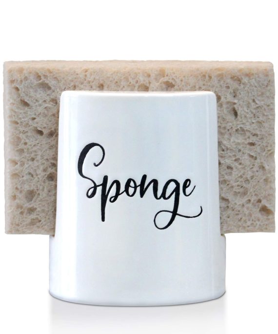 Home Acre Designs Sponge Holder-Sponge Holder for Kitchen Sink-Sponge Holder for Sink-Modern Farmhouse White Sponge Holder Ceramic for Sink Sponge-Kitchen Sponge Holder-Sink Sponge Holder Caddy