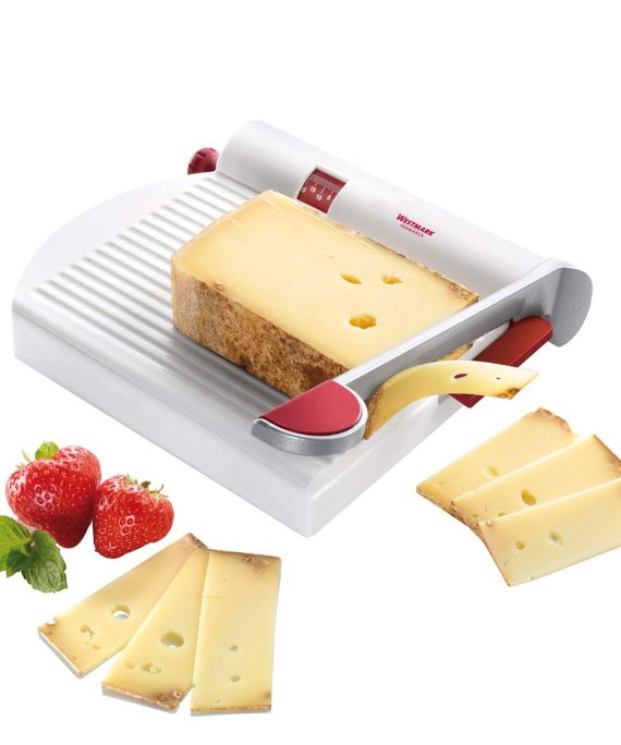 Westmark Germany Multipurpose Stainless Steel Cheese and Food Slicer with Board and Adjustable Thickness Dial (White) -