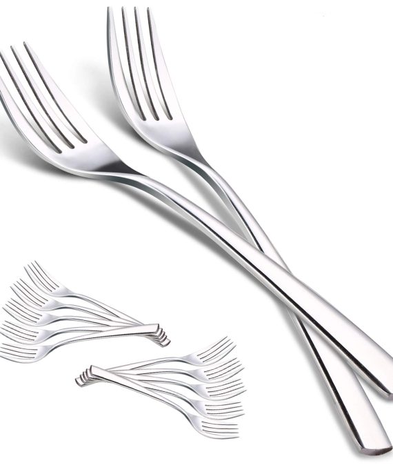 Dinner Forks, Elegant Life 12-Piece Japan Stainless Steel Forks Set Mirror Polished Modern Flatware Cutlery Forks Multipurpose Use for Kitchen,Restaurant- 8 inch