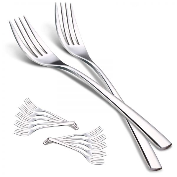 Dinner Forks, Elegant Life 12-Piece Japan Stainless Steel Forks Set Mirror Polished Modern Flatware Cutlery Forks Multipurpose Use for Kitchen,Restaurant- 8 inch