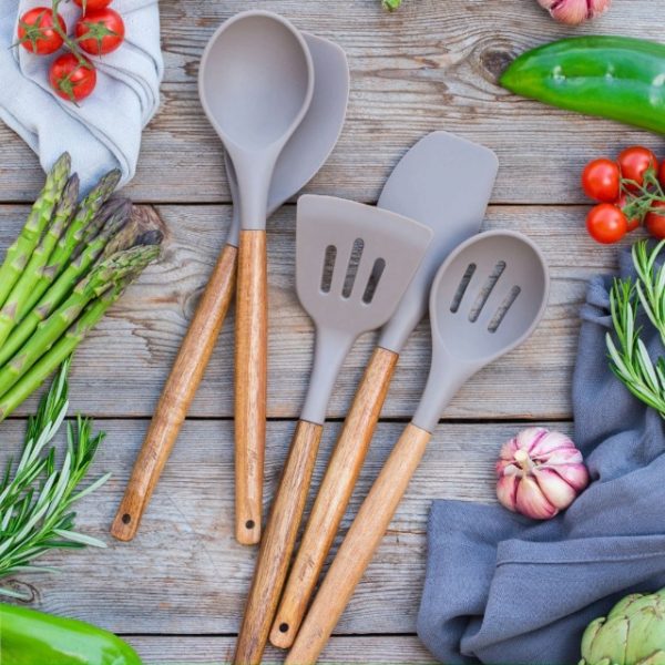 Cooking Utensils Set with Natural Acacia Hard Wood Handle - Image 7