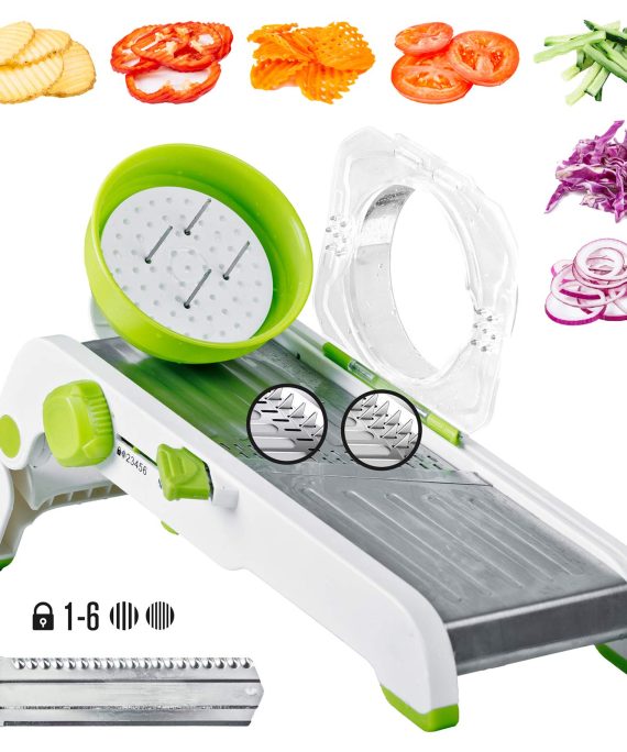 DIKO Adjustable Mandoline Slicer Vegetable Cutter Food Grater Onion Chopper Potato Chip Julienne Slicer Waffle French Fry Cutter Cabbage Shredder