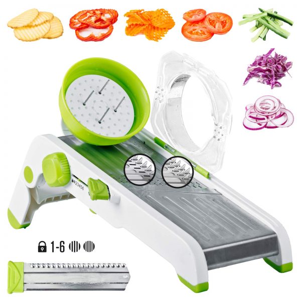 DIKO Adjustable Mandoline Slicer Vegetable Cutter Food Grater Onion Chopper Potato Chip Julienne Slicer Waffle French Fry Cutter Cabbage Shredder