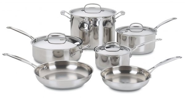 Cuisinart 77-10 Chef's Classic Stainless 10-Piece Cookware Set,Silver
