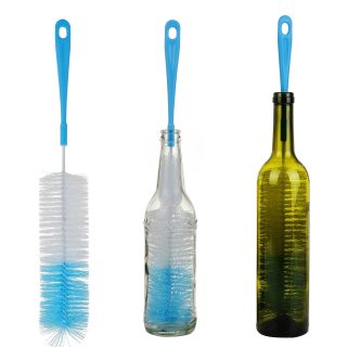 3-Pack Long Bottle Cleaning Brush for Narrow Neck Beer, Wine, Kombucha, Hydroflask, Thermos, S’well, Nalgene, Pitcher, Carafe, Brewing Bottle Cleaner, 16 Inches