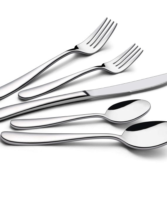 LIANYU 40-Piece Heavy Duty Silverware Set, Stainless Steel Flatware Cutlery Set for 8, Heavy Weight Eating Utensils Tableware, Mirror Polished, Dishwasher Safe