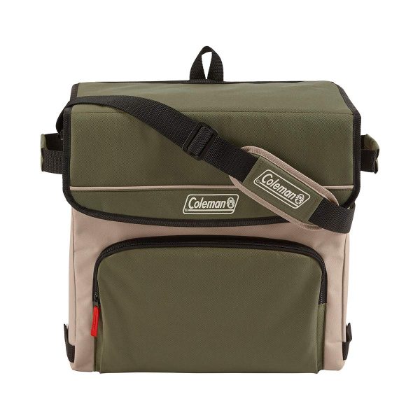 Coleman 54-Can Collapsible Cooler with 32-Hour Ice Retention | Soft-Sided Cooler Bag Folds Flat for Compact Storage, Olive Leaf