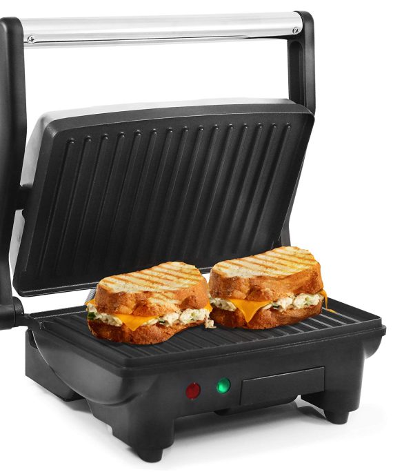 Elite Platinum by Maxi-Matic EPN-2976 Electric Panini Press & Contact, Gourmet Sandwich Maker, Opens Flat 180-Degree Indoor Grill with Floating Hinge, 10.5" x 9", Stainless Steel