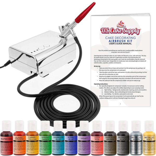 Cake Decorating Airbrush Kit with a Full Selection of 12 Vivid Airbrush