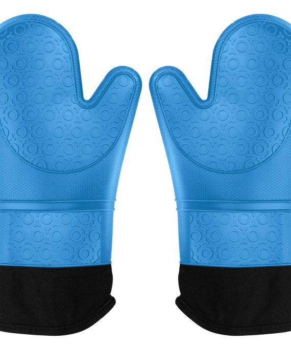 idudu Extra Long 14.7 Inch Oven Mitts, Heat Resistant Silicone Pot Holders with Quilted Liner, Soft Flexible Oven Gloves 1 Pair, Kitchen Cooking Baking Mitts