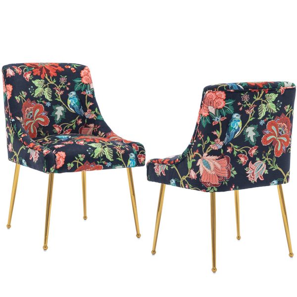 chairus Velvet Dining Chairs, Modern Upholstered Dining Room Chairs with Brass Metal Legs, Luxury Contemporary Kitchen Living Room Chairs, Set of 2 (Vintage Safflower)