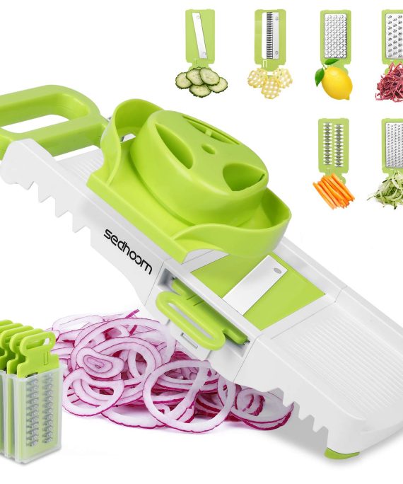 Sedhoom 6-in-1 Mandoline Slicer Foldable Mandolin Vegetable Slicer Multi Blade Potato Veggie Slicer Julienne Shredder Cheese Grater Food Cutter for Veggies Fruits Meal Prep