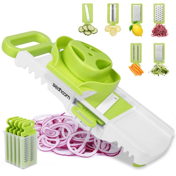 Sedhoom 6-in-1 Mandoline Slicer Foldable Mandolin Vegetable Slicer Multi Blade Potato Veggie Slicer Julienne Shredder Cheese Grater Food Cutter for Veggies Fruits Meal Prep