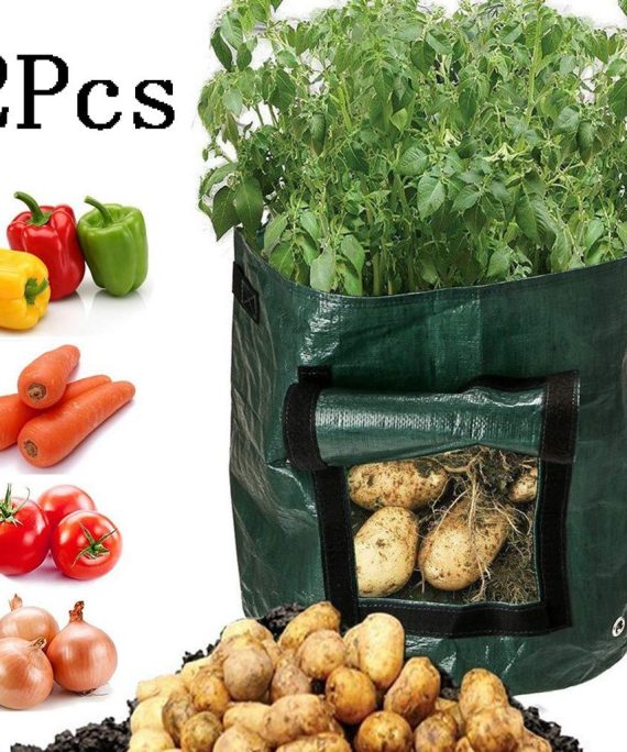 Diy Potato Grow Planter Pe Cloth 2Pcs Planting Container Bag Thicken Garden Pot For Tomato Vegetable Handles 2DXuixsh