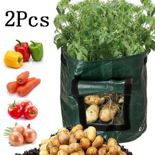 Diy Potato Grow Planter Pe Cloth 2Pcs Planting Container Bag Thicken Garden Pot For Tomato Vegetable Handles 2DXuixsh