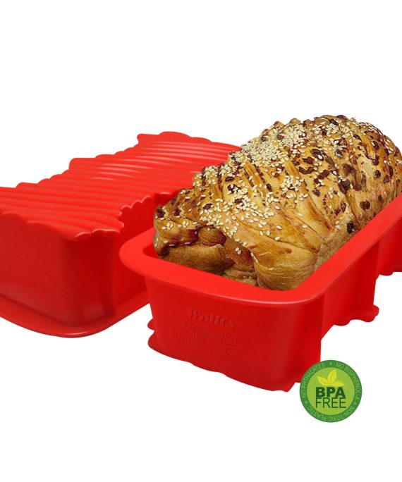 Walfos Silicone Loaf Pan Set - 2 Pieces Non-Stick Silicone Bread Pan, Just PoP Out! Perfect for Bread, Cake, Brownies, Meatloaf, BPA Free & Dishwasher Safe