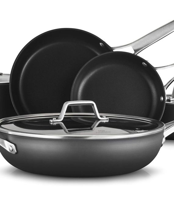 Calphalon Premier Hard-Anodized Nonstick 8-Piece Cookware Set, Black