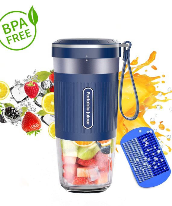 KLOUDI Portable Blender, Cordless Personal Blender Juicer, Mini Mixer, Waterproof Smoothie Blender With USB Rechargeable, BPA Free Tritan 300ml, Home, Office, Sports, Travel, Outdoors Blue