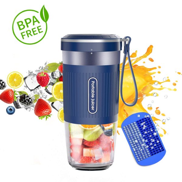 KLOUDI Portable Blender, Cordless Personal Blender Juicer, Mini Mixer, Waterproof Smoothie Blender With USB Rechargeable, BPA Free Tritan 300ml, Home, Office, Sports, Travel, Outdoors Blue