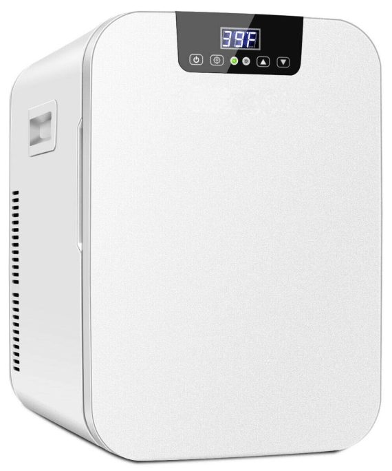 21QT Mini Fridge With 2 Power Cords Portable Cooler Warmer Makeup Skincare Cosmetics Beverages Refrigerator Dual Core Refrigeration Touch Screen Control Suitable For Dormitory Office Bedroom Car Use