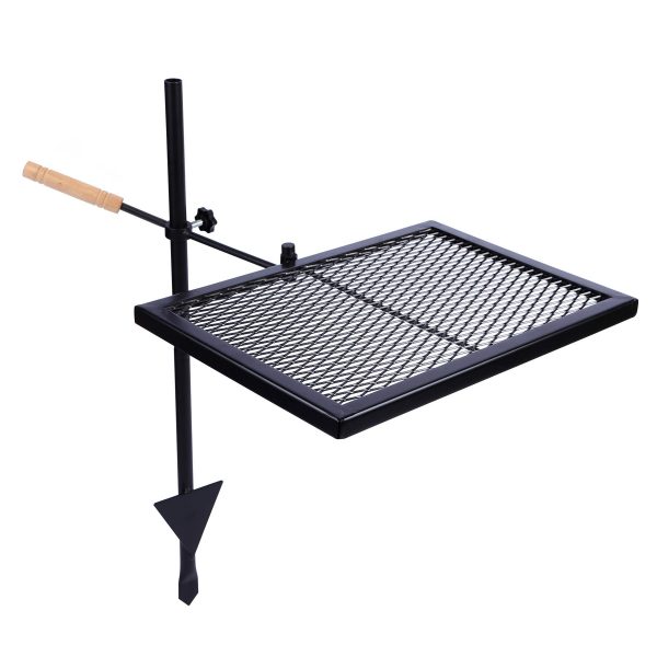 REDCAMP Swivel Campfire Grill Heavy Duty Steel Grate, Over Fire Camp Grill with Carrying Bag for Outdoor Open Flame Cooking