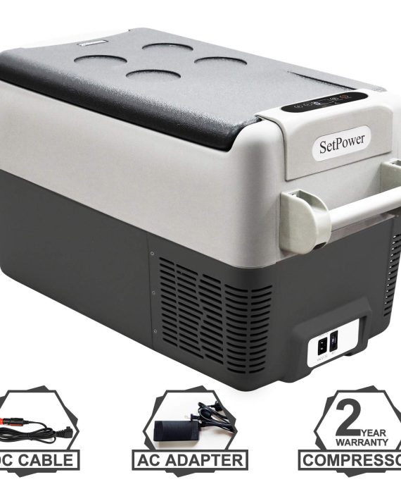 Setpower AJ30 32 Quarts Portable Freezer Fridge 12V Cooler, 0℉-50℉, DC 12/24V, AC 110-240V, Car Fridge Compact Refrigerator, for Truck, Van, RV Road Trip, Outdoor, Camping, Picnic, BBQ, Patio