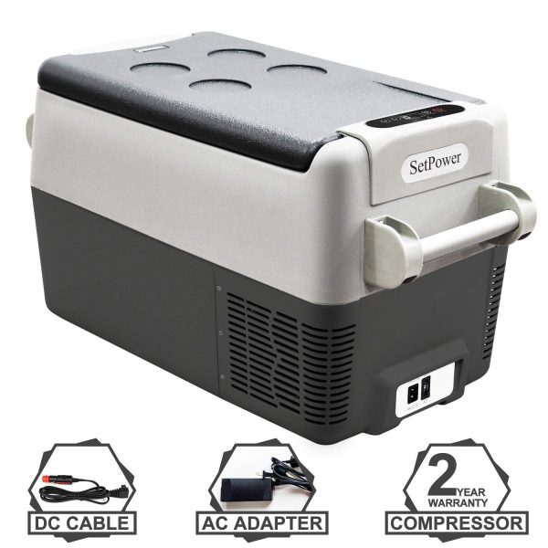 Setpower AJ30 32 Quarts Portable Freezer Fridge 12V Cooler, 0℉-50℉, DC 12/24V, AC 110-240V, Car Fridge Compact Refrigerator, for Truck, Van, RV Road Trip, Outdoor, Camping, Picnic, BBQ, Patio