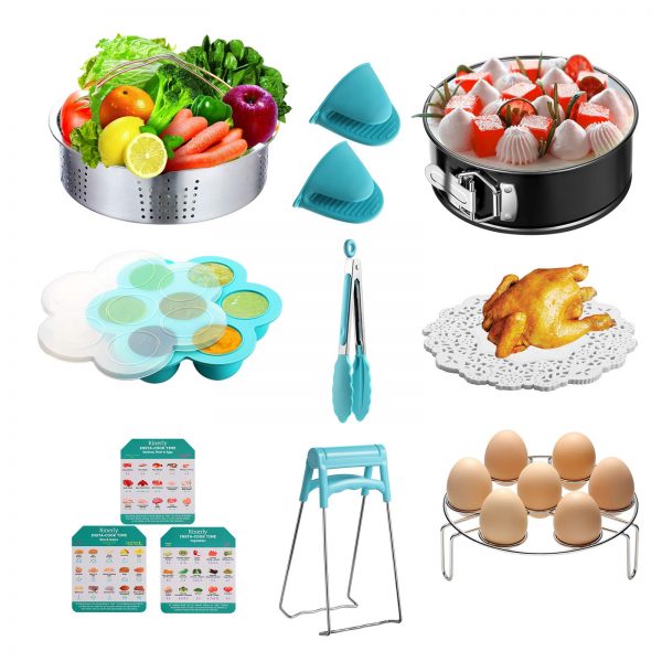 Instant pot accessories,compatible5,6,8Qt instant pot and pressure cooker accessories set- Springform pot, steamed egg rack, egg mould, kitchen tongs, silicone mat, oven gloves, etc.