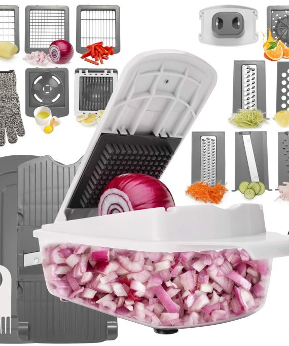 Aieruma Vegetable Chopper, 22-in-1 Pro Onion Chopper Food Cutter, 11 Stainless Steel Blades Food Slicer Dicer, Heavier Duty Multi Vegetable-Fruit-Cheese-Onion Chopper-Dicer-Kitchen Cuttert