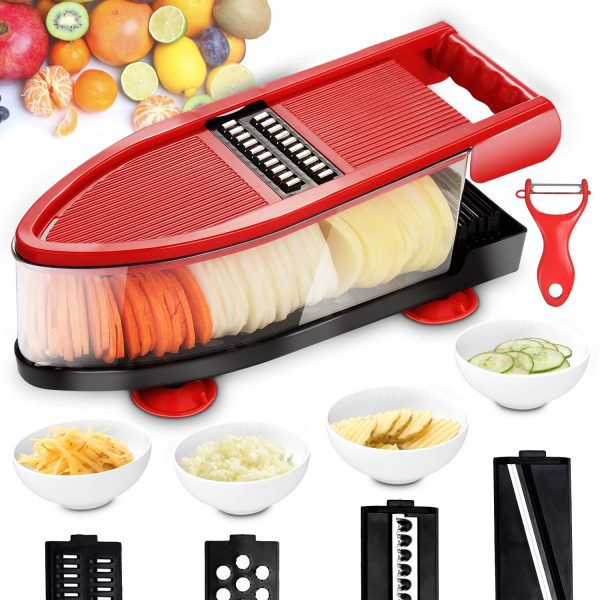 Vegetable Chopper, Vegetable Slicer and Vegetable Grater，Potato Slicer Food Slicer, Cheese & Veggie Chopper - Food Chopper Dicer with 6 Blades