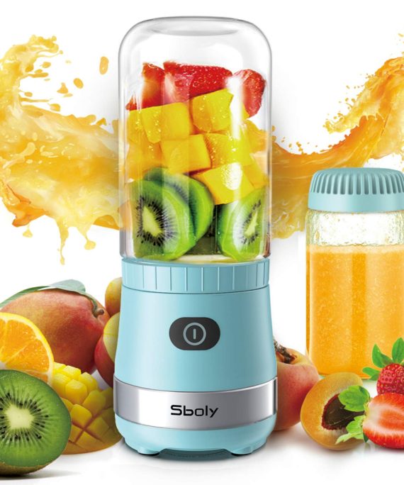 Portable Mini Blender, Personal Blender USB Rechargeable for Smoothies and Shakes with 2 Tritan BPA-Free Blender Cups, Small Smoothie Maker Protein Juice Blender Mixer (Blue)